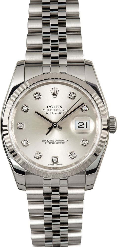 rolex datejust silber diamanten|Rolex diamond Datejust.